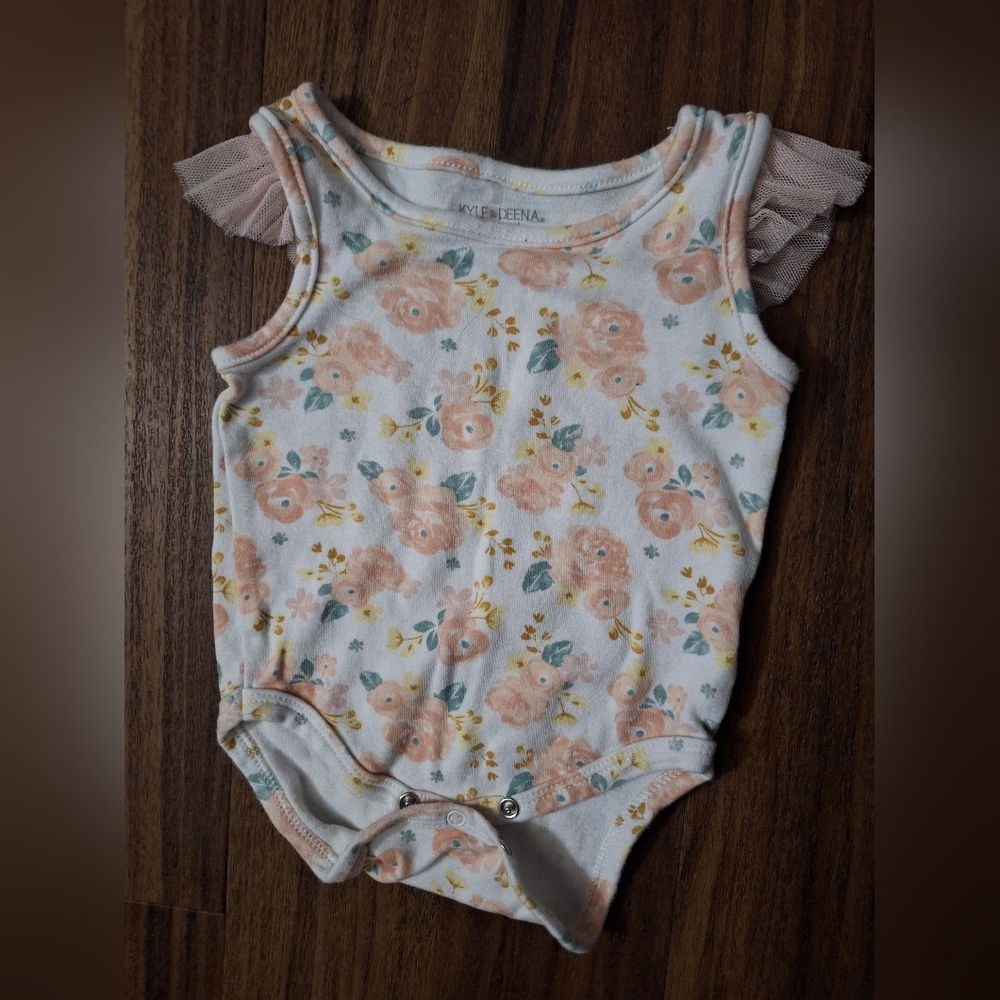 5/$20 Kyle & Deanna Floral Baby Onesie with Ruffle Sleeves